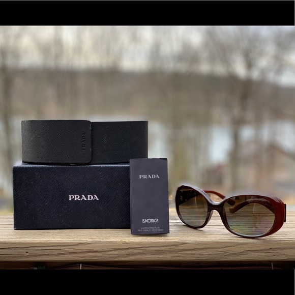 Prada Accessories - PRADA Burgundy Ombré Polarized Sunglasses